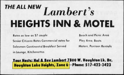 Heights Inn Dining Rooms (Heights Inn and Motel) - July 1974 Ad (newer photo)